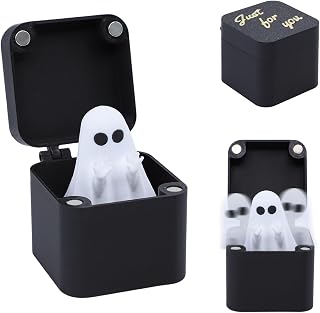 Halloween Frightened Ghost in a Box Funny Halloween Creative Ghost 3D Printing Tabletop Ornament Prank Box with Little Ghost Mini Surprise Novelty Funny Gifts for Halloween