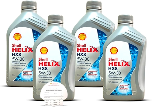 Kit 4 Litros Oleo Shell Helix Hx8 5W-30 API SP Sintetico