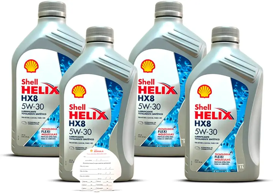 Kit 4 Litros Oleo Shell Helix Hx8 5W-30 API SP Sintetico