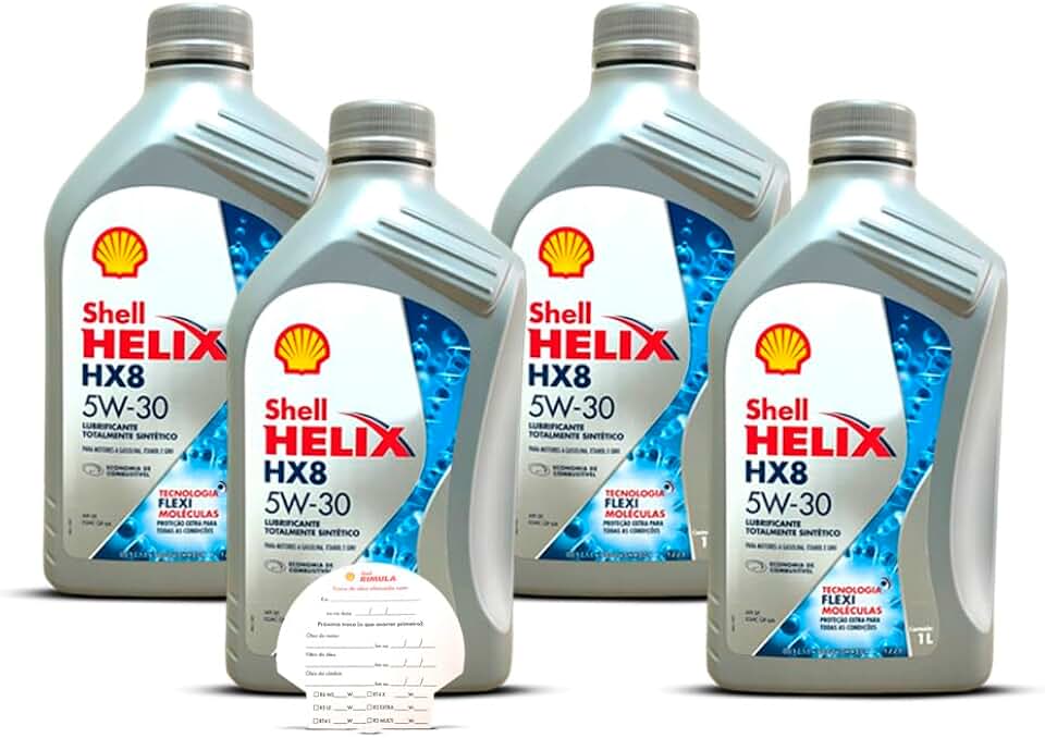 Kit 4 Litros Oleo Shell Helix Hx8 5W-30 API SP Sintetico