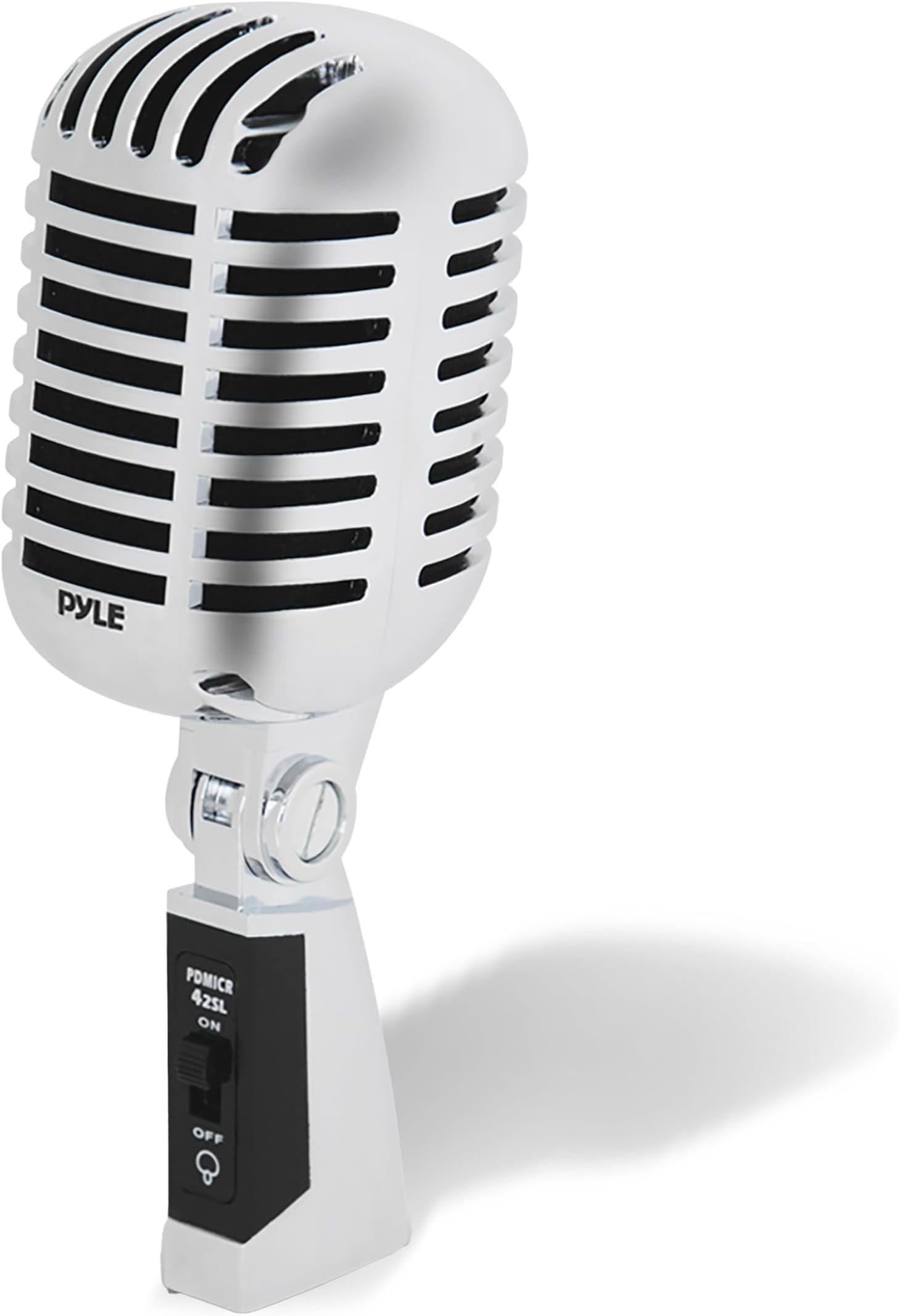 Pyle Classic Retro Dynamic Vocal Microphone, Old Vintage Style Unidirectional Cardioid Mic with XLR Cable, Universal Stand Compatible, Live Performance In Studio Recording, Podcast – Silver