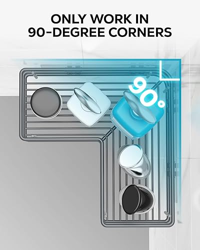 Miniatura 9 de Nieifi Estante adhesivo de esquina para ducha con ganchos, estante de baño de acero inoxidable a prueba de óxido, soporte para champú sin taladrar