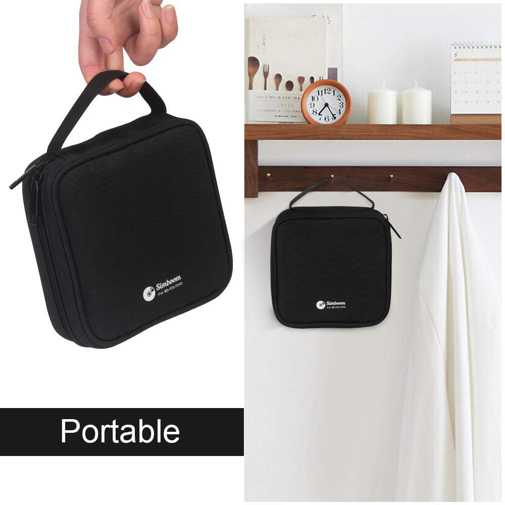 Simboom Rangement Pochette Etui pour 32 CD / DVD Stockage Boite Classeur Range 32 Disc CD DVD Sac Sacoche -Noir