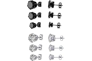 Titanium and Stainless Steel Stud Earrings Set for Men and Women