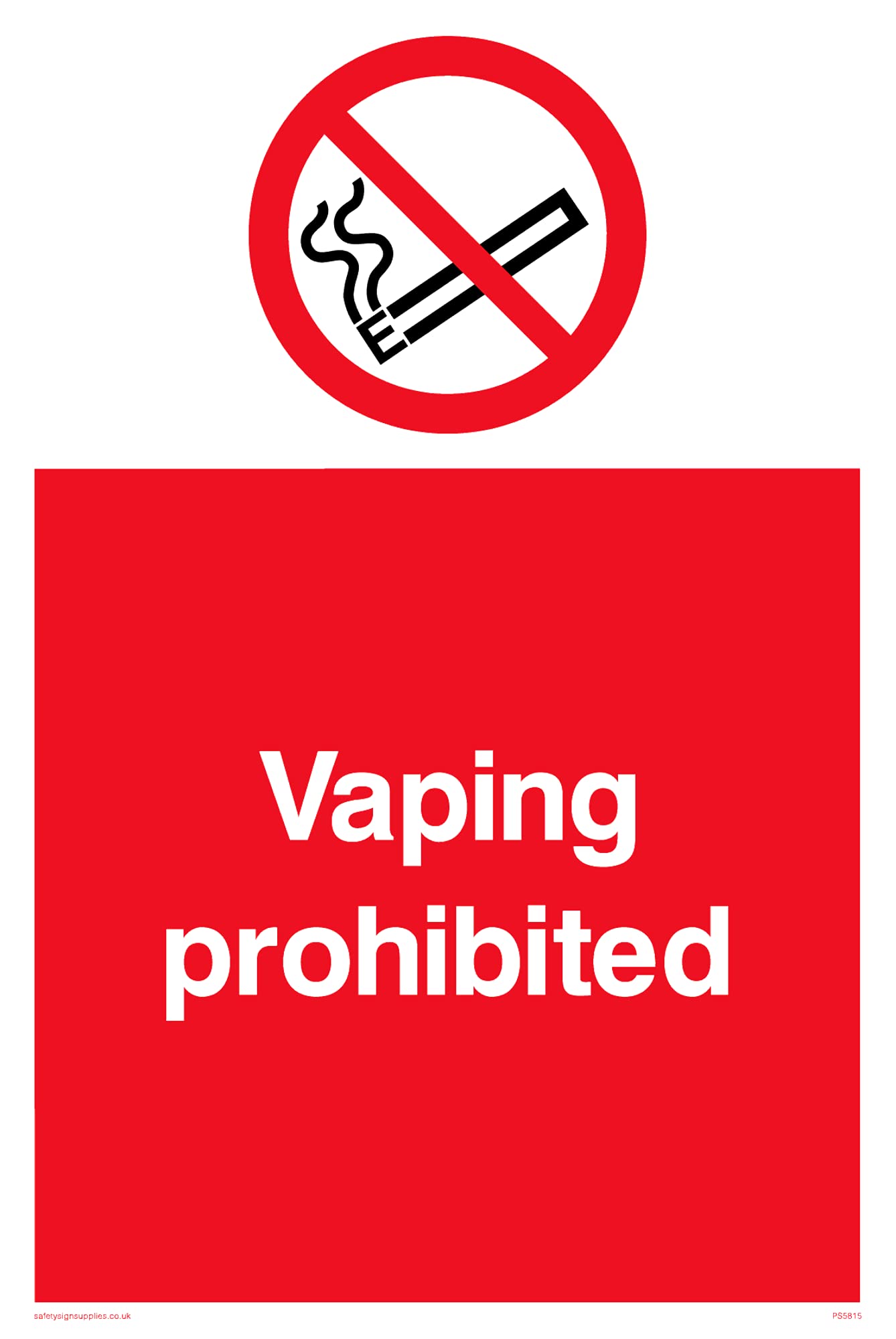 Pack of five - Vaping prohibited Sign - 100x150mm - A6P