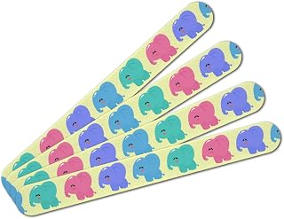 Cute Kawaii Baby Elephants Pattern Double-Sided Nail File Emery Board Set 4 Pack