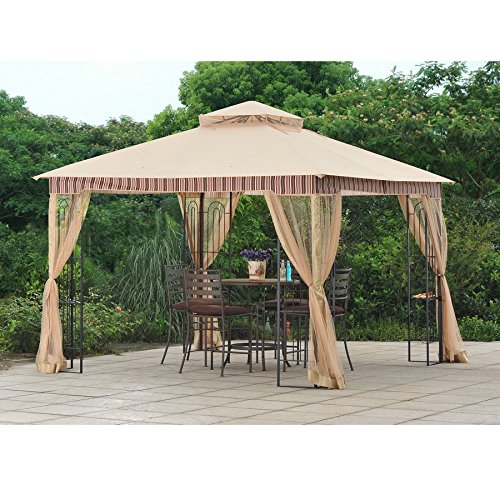 Sunjoy 110109492 Original Replacement Canopy for Lansing Gazebo (10X10 Ft) L-GZ747PST-A Sold at Homedepot, Sesame