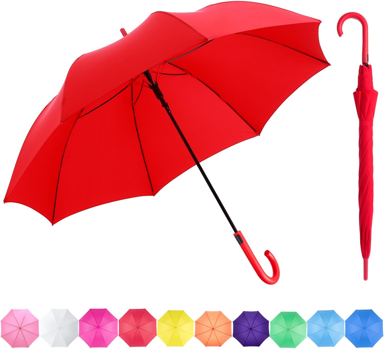 RUMBRELLA UV Stick Umbrella Auto Open UPF 50+ with J Hook Handle 51IN