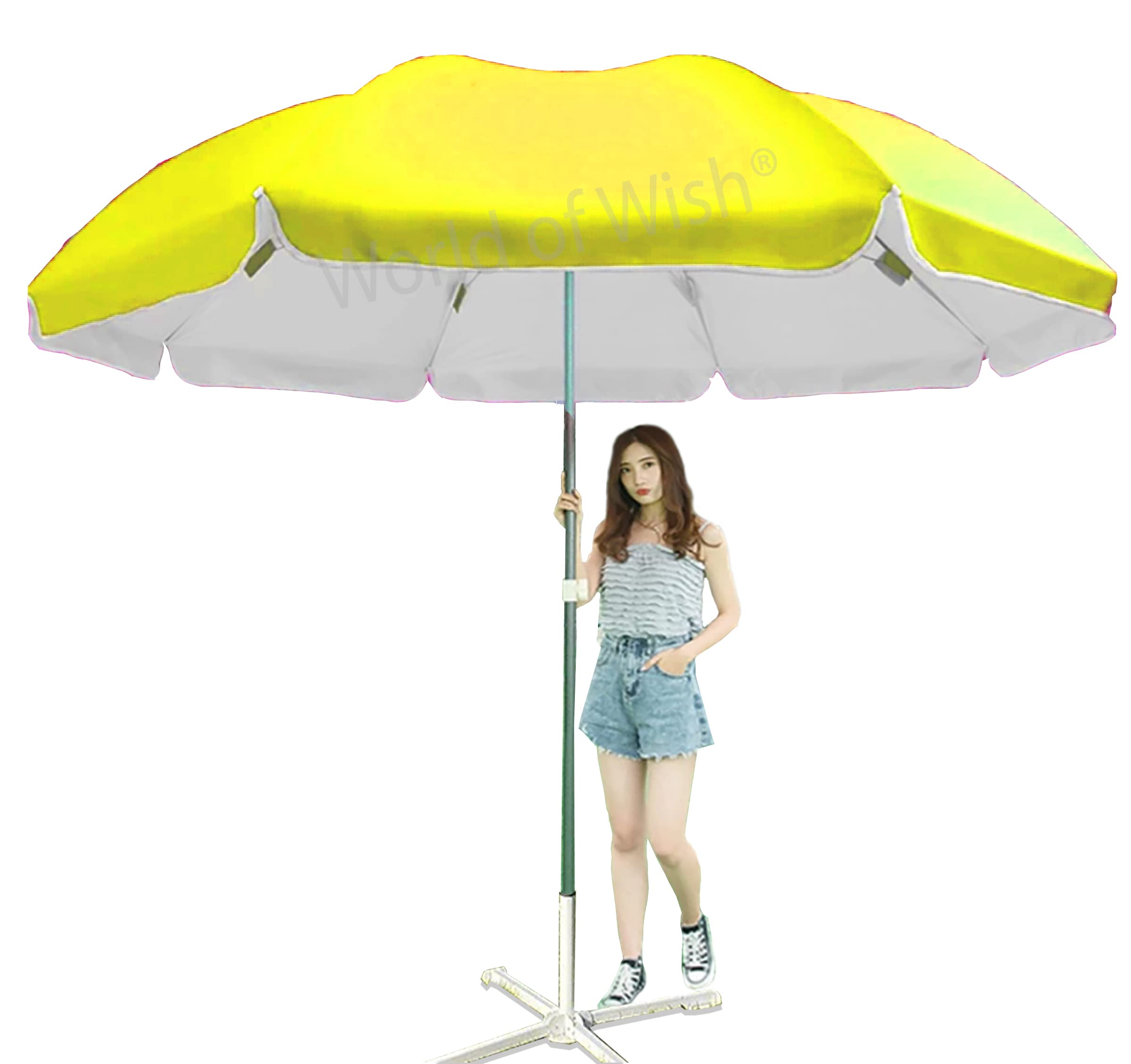 World of Wish® 7 Ft/ 42 Inch Beach Umbrella | Garden Umbrella | Outdoor Big Size Garden Umbrella | Patio Umbrella for Water & Sun Proof Yellow (Pack of 2 Umbrella)