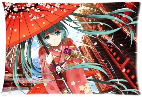 HATSUNEMIKU Anime Girl Customized Pillowcase Pillow Sham Queen Size Pillow Cushion Case Cover Two Sides Printed 20x30 Inches