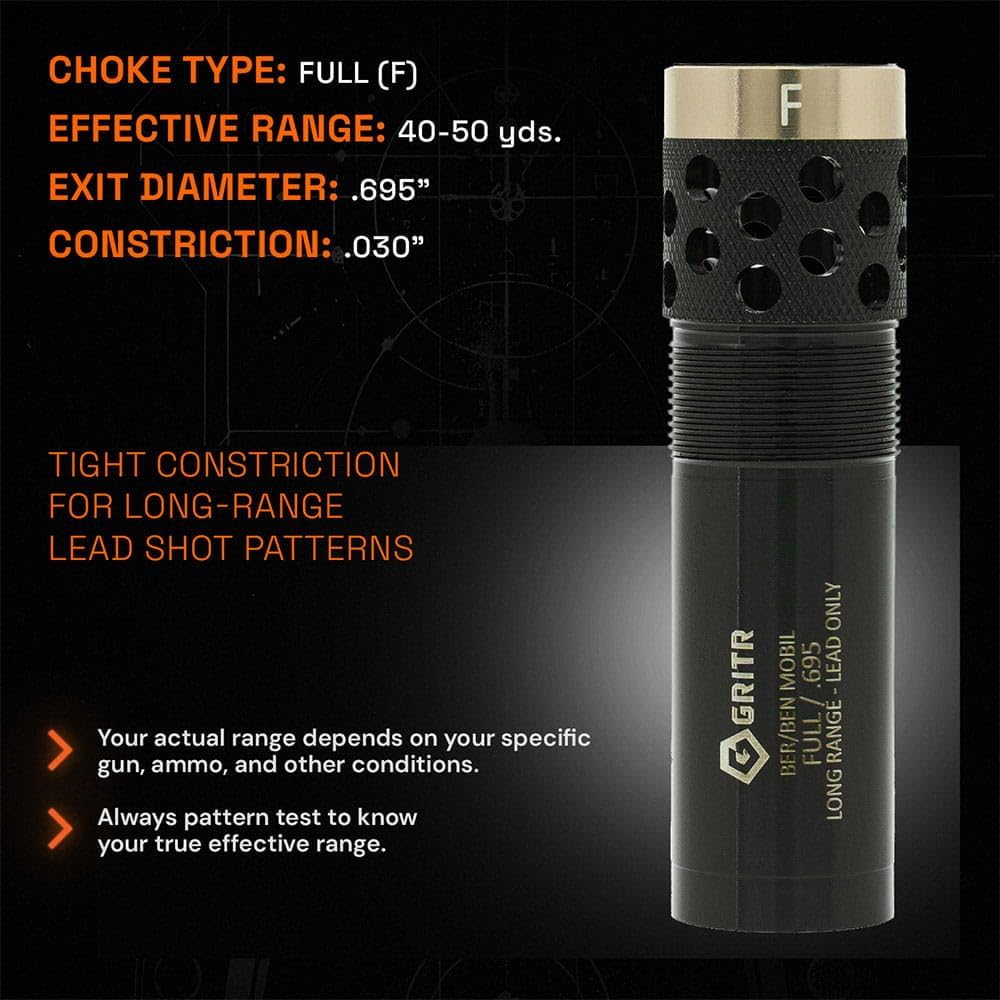 GRITR 12 GA Pattern Control Steel Tubes Compatible with Benelli/Beretta Mobil - 2.95" Ported Extended Constrictions for Shooting, Sporting Clays, Hunting - Individual Tubes & Case Options