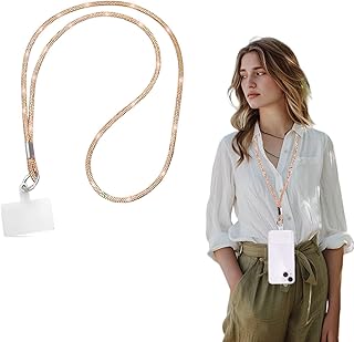 حزام كريستالي متعدد الاستخدامات لتعليق الموبايل بتصميم عالمي يمكن ارتداؤه كحزام كتف أو حزام رقبة أو حزام جسم مضاد للسرقة، مزوّد بلاصقة آمنة، ومناسب لمعظم الموبالات الذكية