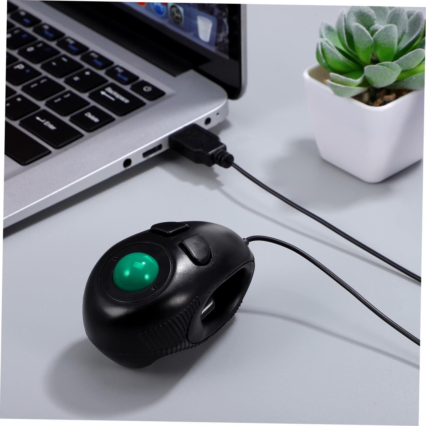 Souris Trackball Ergonomique USB Filaire 4d Compacte Noire 3 Boutons en Plastique Dur Solide, Mini Taille Adaptée Main Gauche ou Droite pour Ordinateur de Bureau