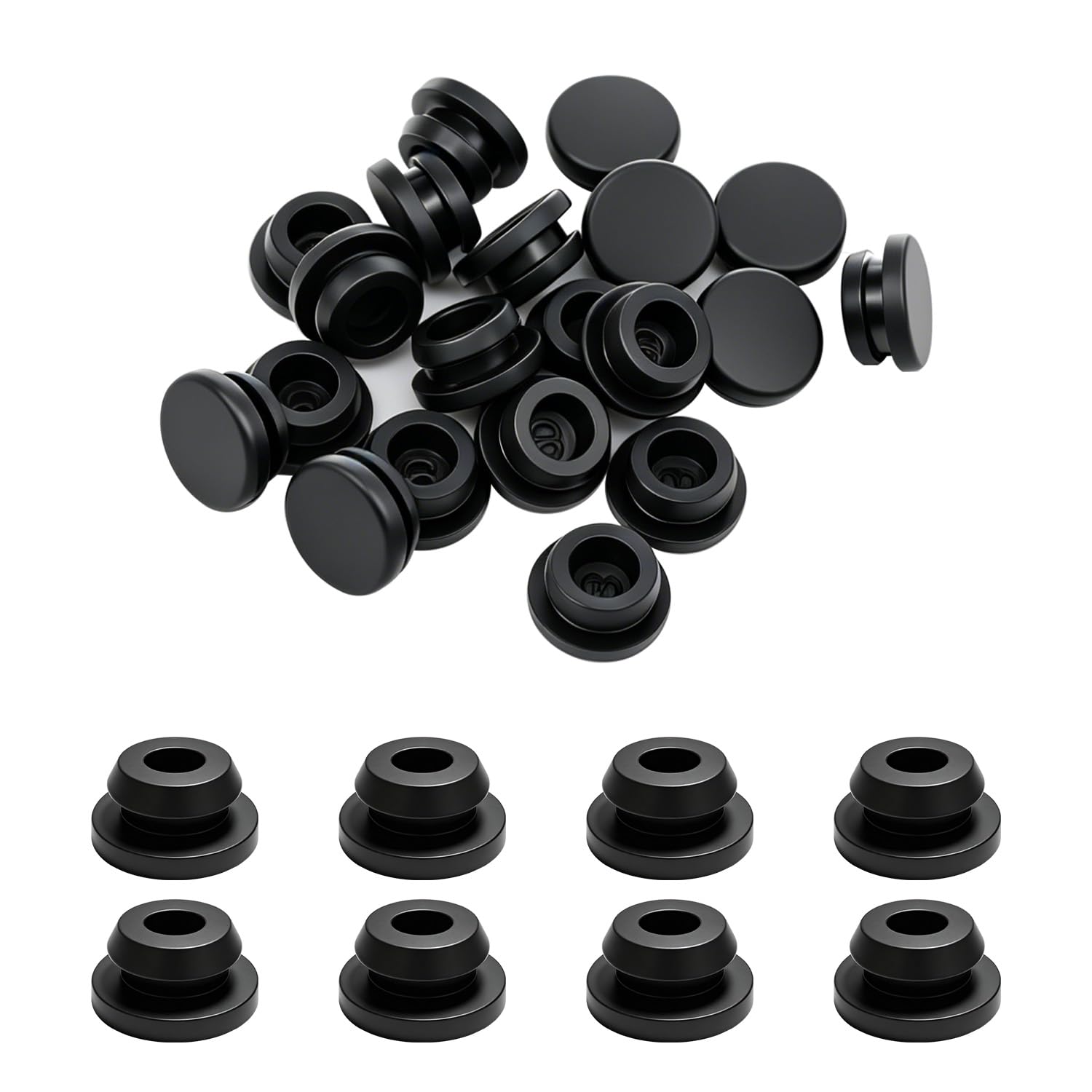 20PCS 5/16inch Silicone Hole Plug Rubber Plugs for Holes, 8mm Rubber Plug Black DD044-8B