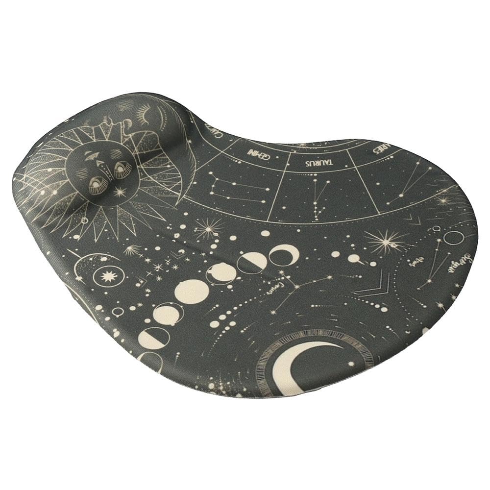 dohobby Moon Vintage Mouse Pad with Wrist Rest Support, Black Ergonomic Gel Wrist Rest Pad with Non-Slip Base, Typing and Pain Relief for Office,Home