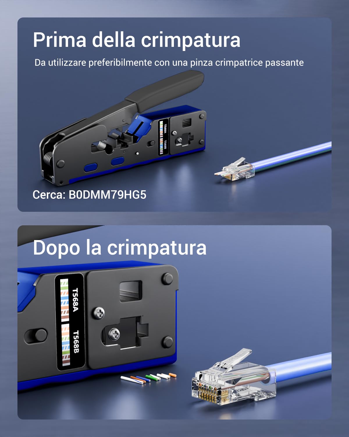 VCE Connettori RJ45 CAT6 Passanti, 25 Pezzi, Plug RJ45 3µ Placcati in Oro, Compatibili CAT6/CAT5E/CAT5, Alta Velocità 1 Gbps