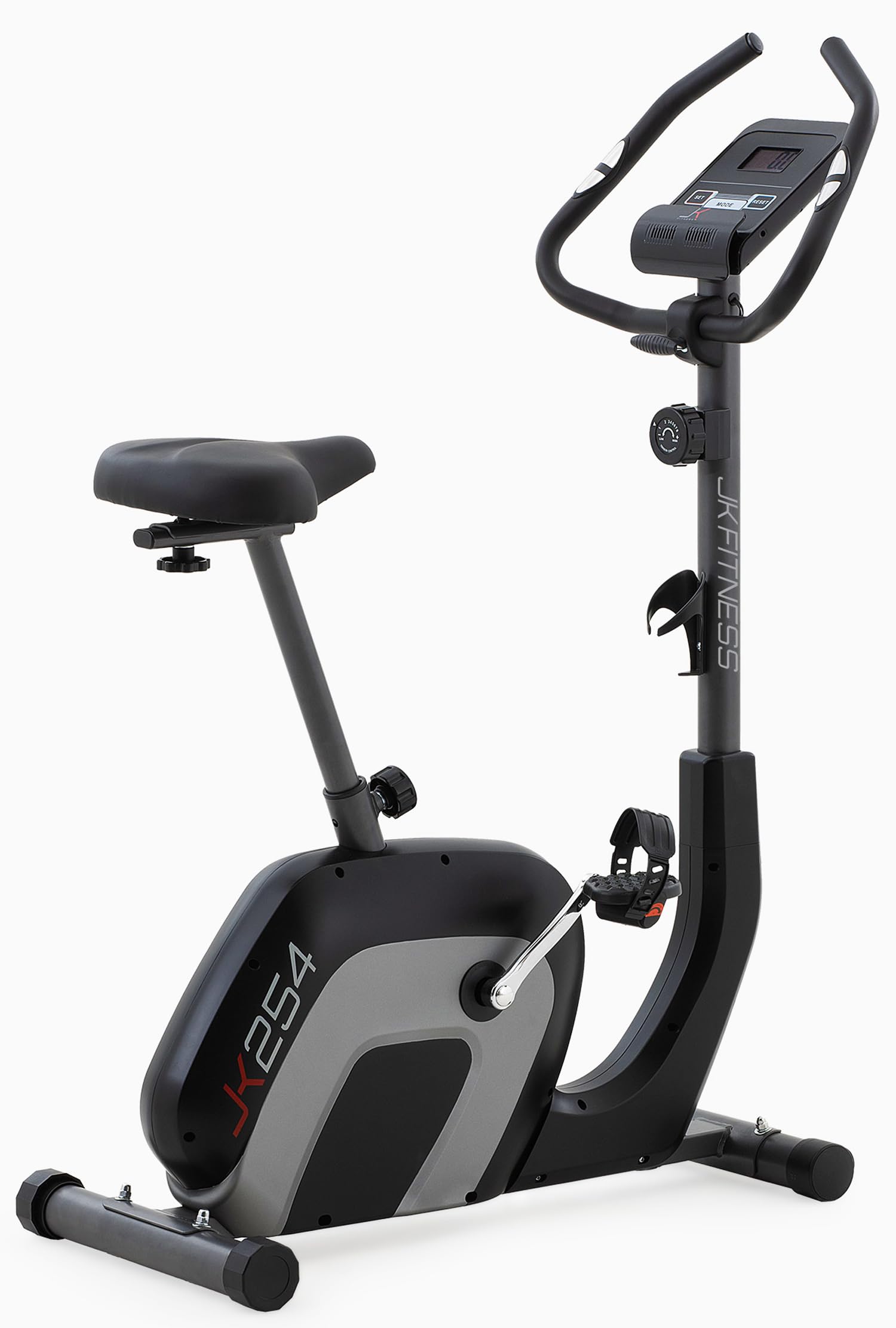 JK FITNESS Cyclette Bici da Palestra JK 254 con Volano da 9 kg | Bici da Casa con Resistenza Magnetica 8 Livelli, Display LCD, Compatibile con APP Zwift e Kinomap, Sella e Manubrio Regolabili, Pedali