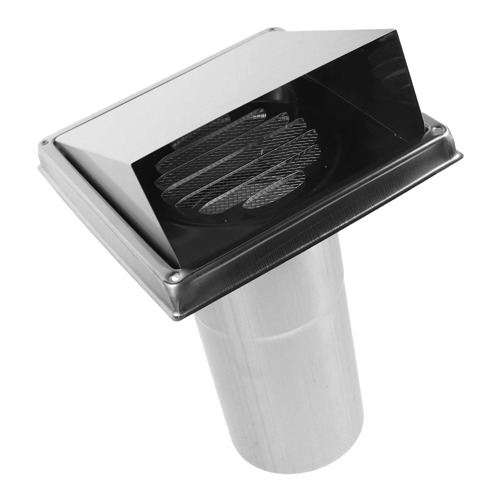 Homoyoyo Grille D’aération Murale en Acier Inoxydable 100 Mm Clapet Amovible, Capuchon de Conduit D’évacuation Allongé 200 Mm pour Sécheuse, Couvercle de Ventilation Extérieur Résistant