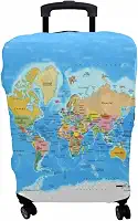 Capa Protetora de Mala Viagem Mapa Mundi Oceano Atlântico Personalizada Elástica Premium (P-M-G) (G- 16 A 23 KG)