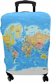 Capa Protetora de Mala Viagem Mapa Mundi Oceano Atlântico Personalizada Elástica Premium (P-M-G) (G- 16 A 23 KG)