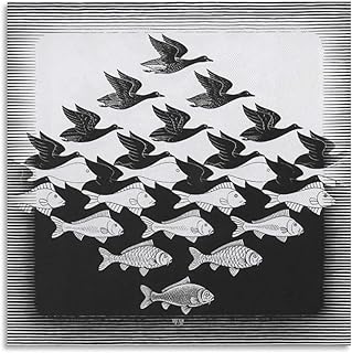 M.C. Escher Posters Sky and Water Canvas Wall Art Surreal Relativity M.C. Escher Painting Abstract Print For Home Decor Pi...