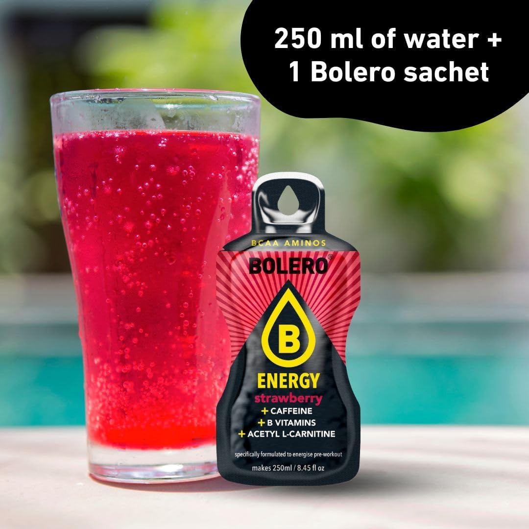 Bolero Energy | Sugar-Free Powder Drink | Vegan & Gluten-Free | For Active Lifestyles (12x7g, Green Iced Tea)