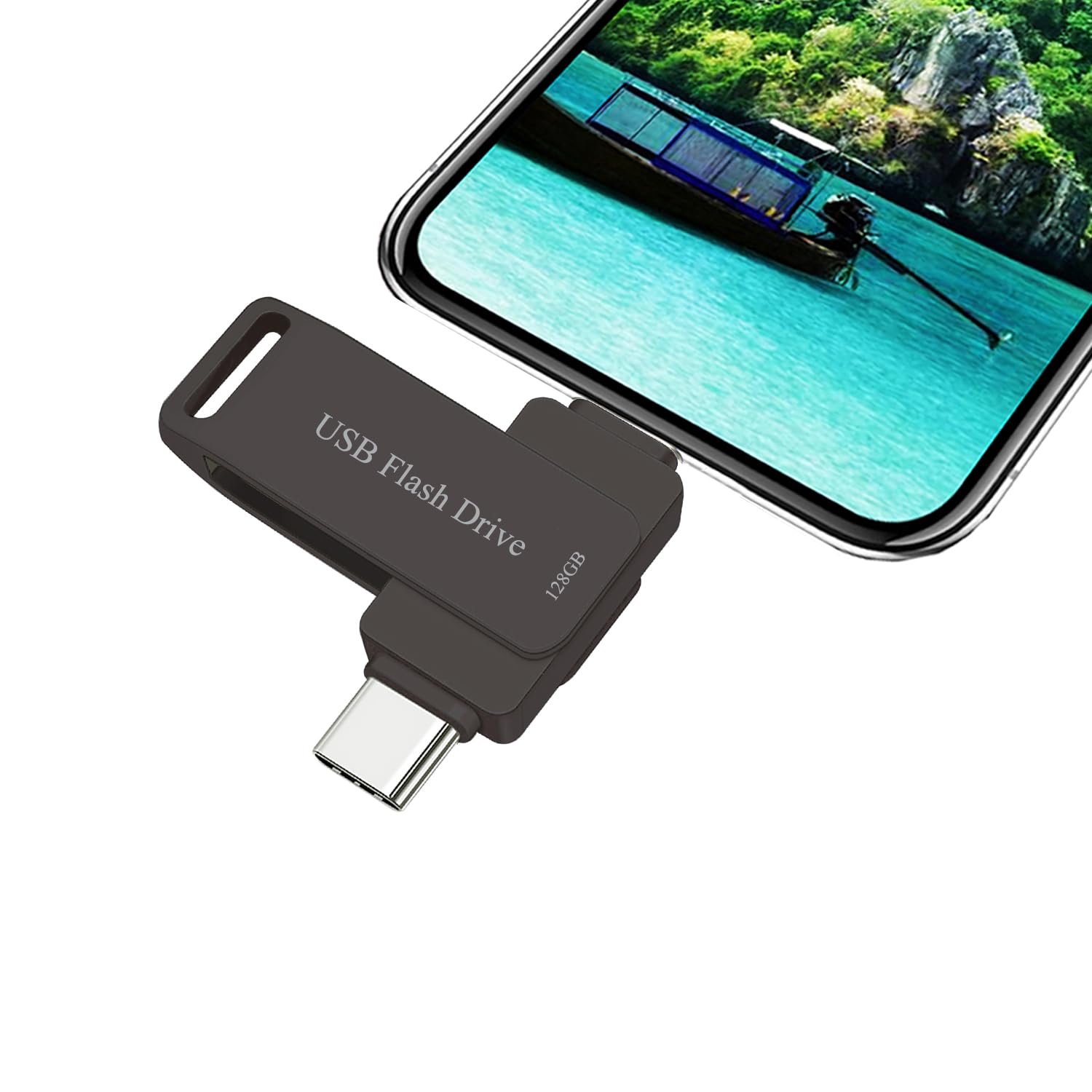 DEZOBYTE USB Flash Drive 128GB for i Phone Photo Stick Type-c Memory Stick Thumb Drive Phone17/16/15 USB C Android and PC Black