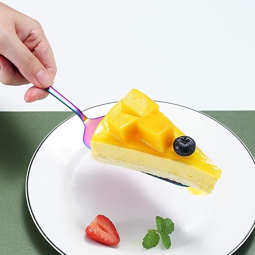 Miniatura 5 de Kyraton - Cucharas para servir arcoíris, 10 piezas, utensilios para servir, el juego de servir incluye 3 cucharas de servir, 3 cucharas ranuradas, 1