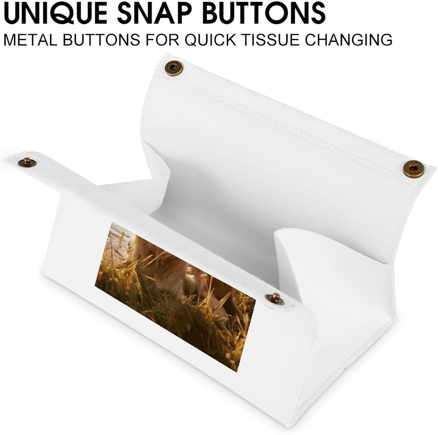 Decorative PU Tissue Paper Holder Two Golden Retrievers Printed Tissue Box Cover Napkin Tissues Organizer Home Decor for Bathroom Night Stands Desk Car Dining Table image 3