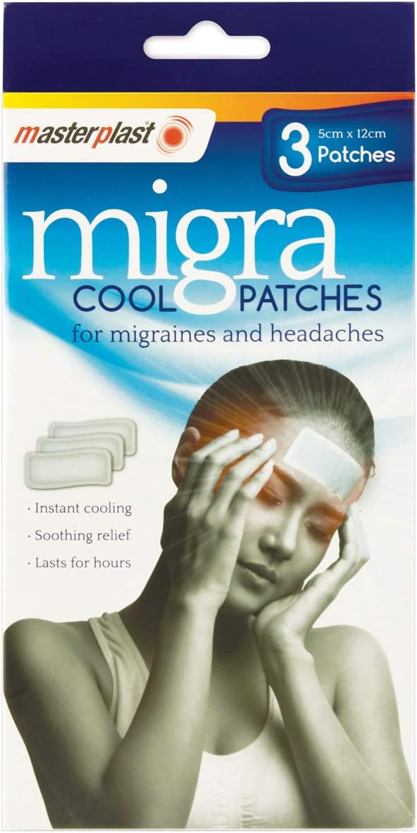 (6X) 3 Pack Masterplast Migra Cool Patches 5x12cm - Migraine Headache Pain Relief