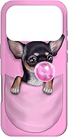 Vista 30 de Black Chihuahua Dog in Pocket with Bubble Gum Case for iPhone 17