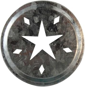 Star Cutout Galvanized Metal Lid Inserts for Mason, Ball, Canning Jars 10 Pack, Regular Mouth