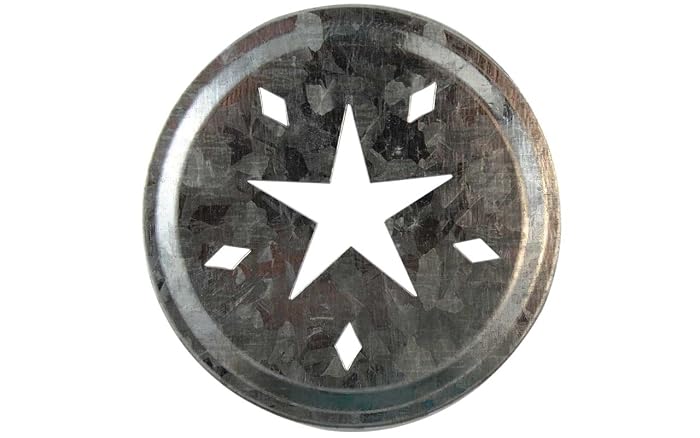 Star Cutout Galvanized Metal Lid Inserts for Mason, Ball, Canning Jars (10 Pack, Regular Mouth)