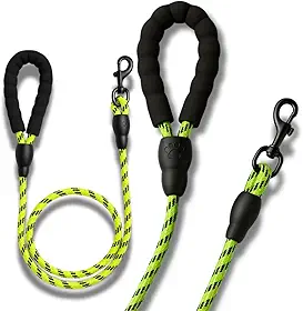 Guia De Passeio Para Cães WALKDOG Estilo Corda Reforçada E Resistente Alça Acolchoada E Mosquetão 1.2M KOALAECOM® (Verde Limão)