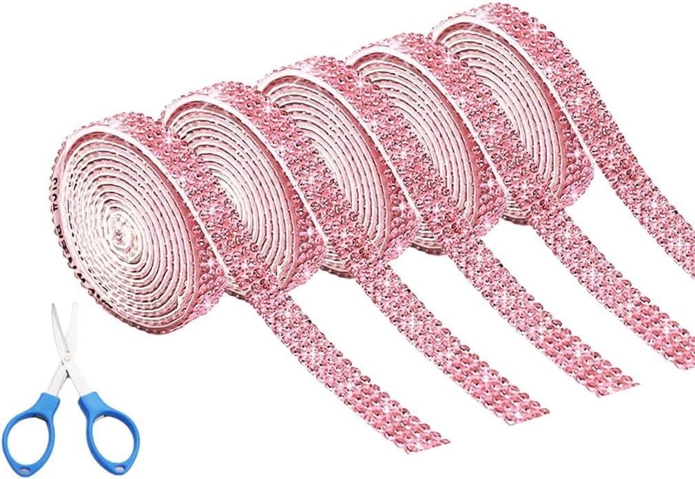 5 Rouleaux De Ruban Strass Autocollant - Cristal Brillant, 1 Yard (90cm) Par Rouleau, Pour Décoration DIY Et Fêtes