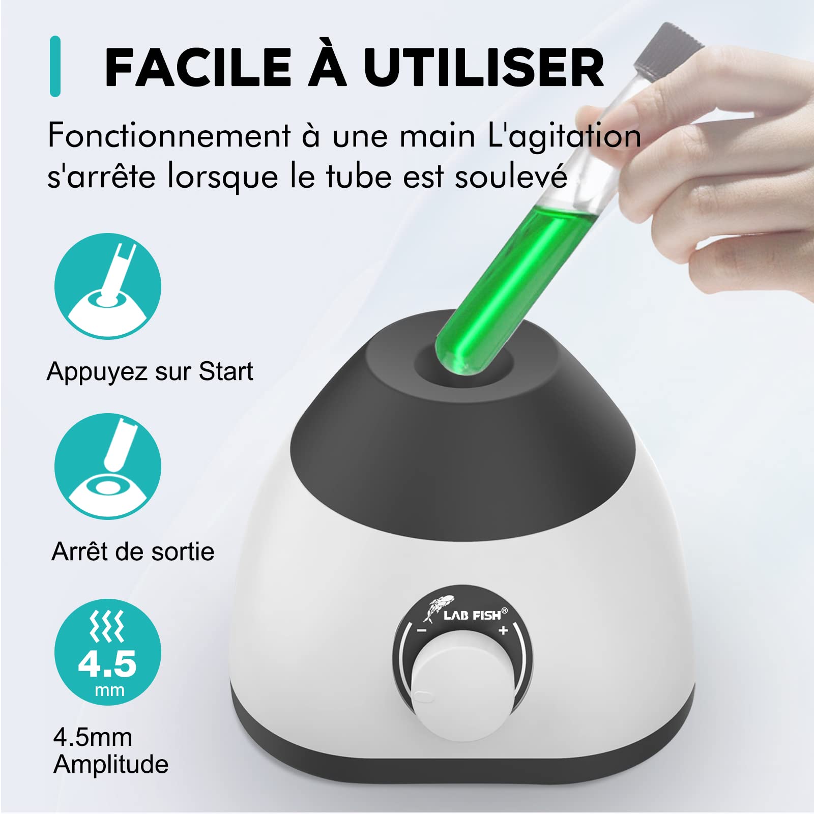 LABFISH Mini mieszalnik wirowy z funkcją dotykową Regulowany 0-3000 obr./min mieszadło emaliowane do probówek laboratoryjnych, farb akrylowych, lakieru do paznokci, mieszania do 50 ml