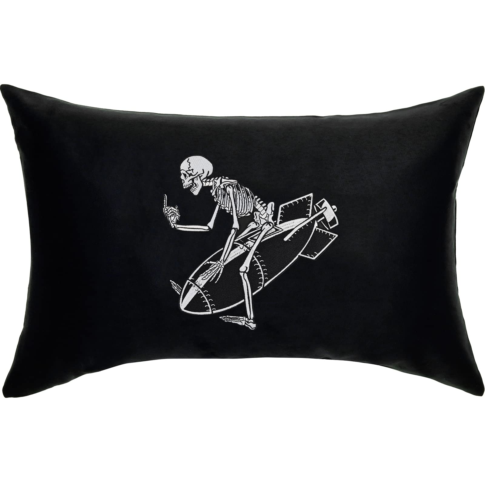 Housse de coussin crâne 40x60 cm EXPRESS-STICKEREI noir pour déco de canapé