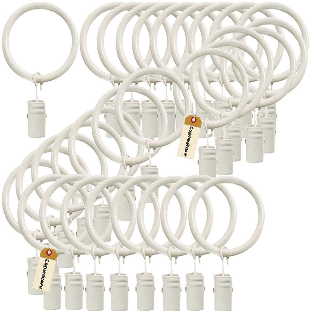 Lsgoodcare 60Pcs clip per tende con anelli bianchi 25MM, clip decorativa per tende in metallo resistente, anelli per tende da doccia all'ingrosso