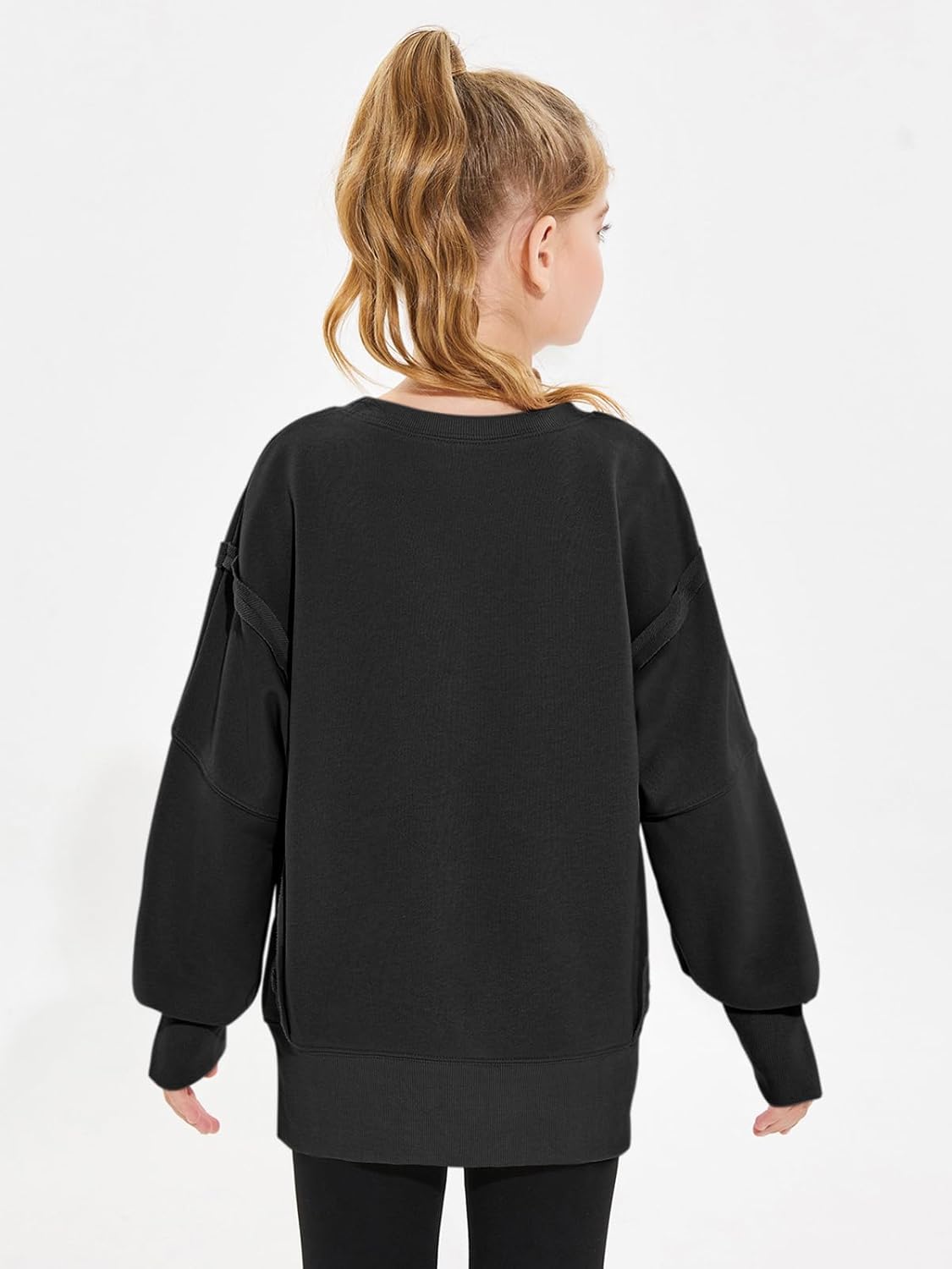 Haloumoning Girls Oversized Sweatshirt Long Sleeve Crewneck Kids Lightweight Cute Pullover Tops 5-14 Years - Image 5