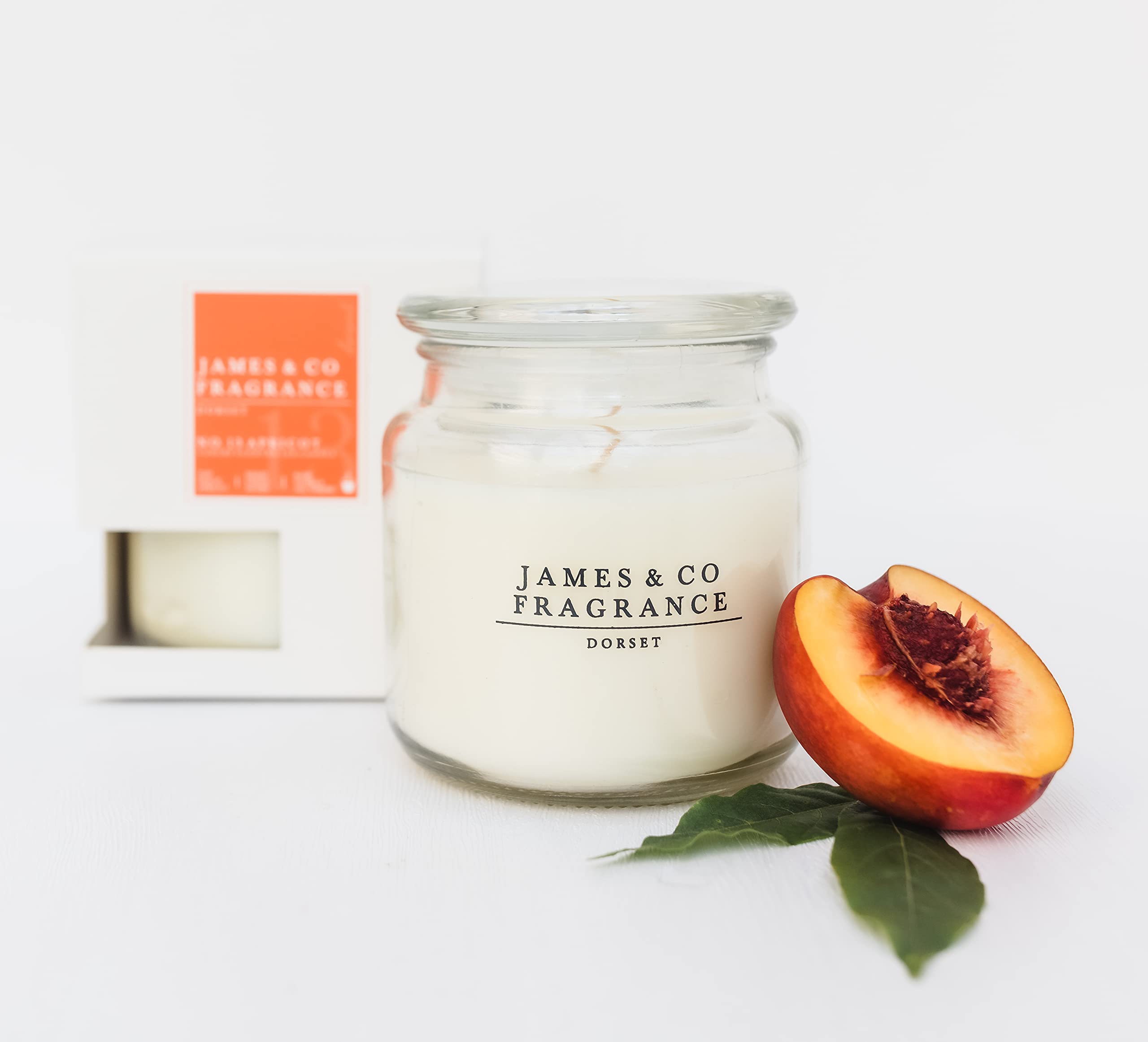 James & Co Fragrance White James & Co No.13 Apricot (Peach & Apricot) 14Oz Natural Scented Large Jar Candle - Up To 60 Hours Burn Time
