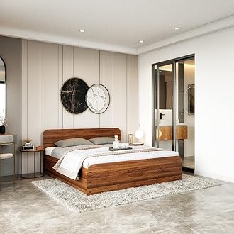 Wakefit Bed | King (78 X 72) Engineered Wood Bed with Storage, 1 Year Warranty - Astra - Columbian Walnut