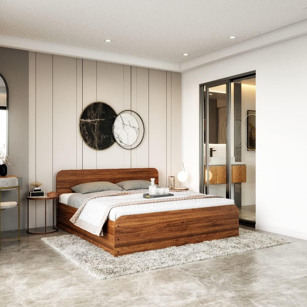 Wakefit Bed | King (78 X 72) Engineered Wood Bed with Storage, 1 Year Warranty - Astra - Columbian Walnut