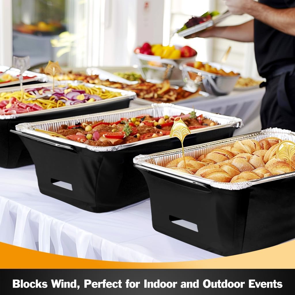 Chafer Wind Guard 4-Pack, Flame Retardant Fabric Cover for Buffet Food Warmers, Catering Events
