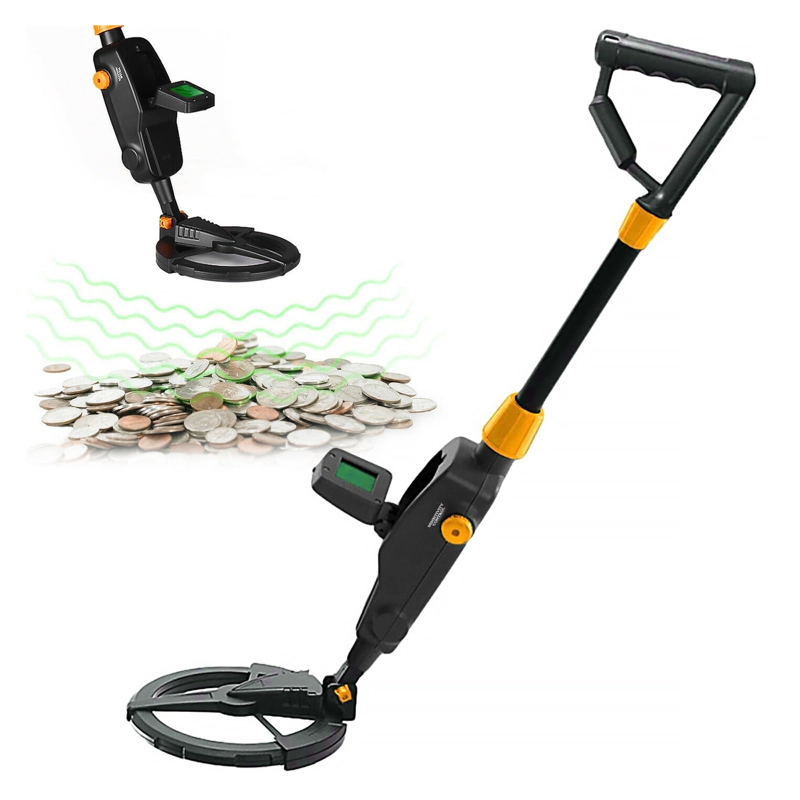 Détecteur De Métaux 2 Modes, Avec Bobine Étanche Longeur Réglable, Batterie, Sac, Pelle, Pour