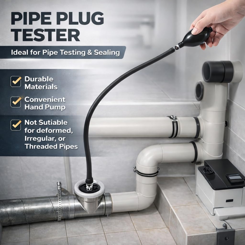 Inflatable Drain Pipe Plug with Pump, Expandable Rubber Test Ball for Sewer/Plumbing Line Blocking & Pressure Testing (2inch)