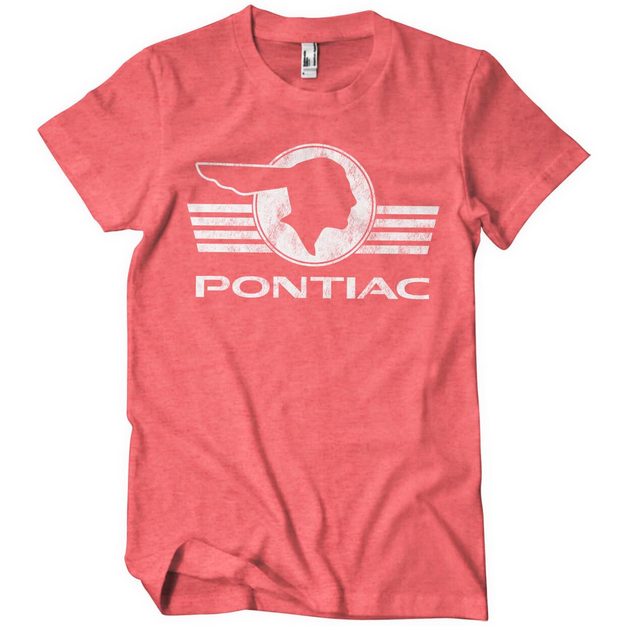 Pontiac Officially Licensed Retro Logo Mens T-Shirt (Red-Heather), Large