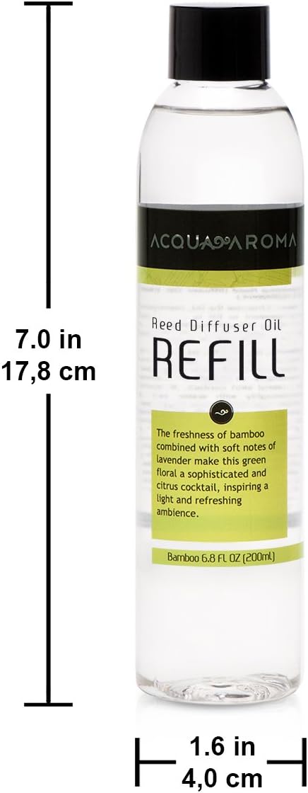 Acqua Aroma Bamboo Reed Diffuser Oil Refill 6.8 FL OZ (200ml) Handcrafted Made in Brazil