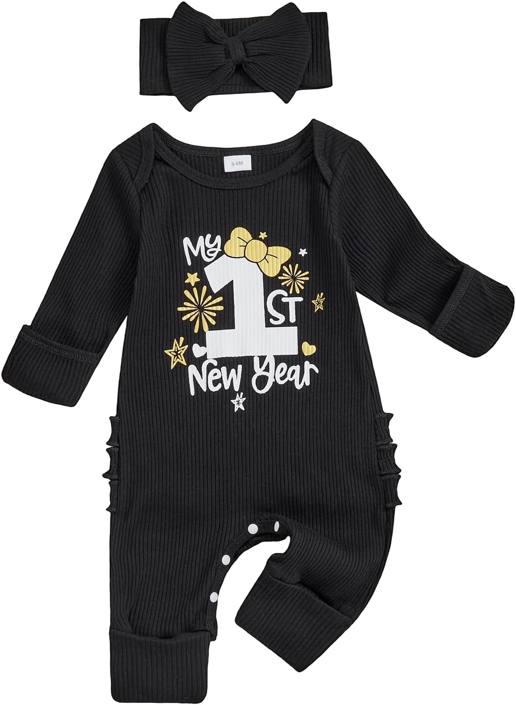 My First New Years Baby Girl Outfit New Year Onesie Long Sleeve Romper Jumpsuit Newborn Girl Outfits Clothes