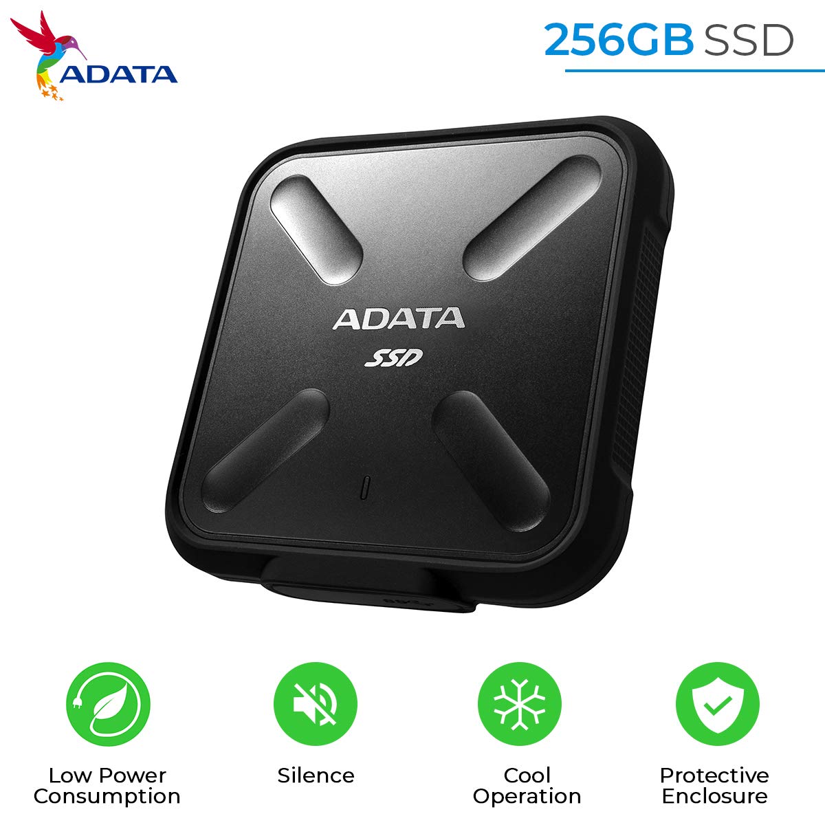 Amazon | ASD700-256GU3-CBK [256GB ポータブルSSD SD700 USB 3.1 IP68