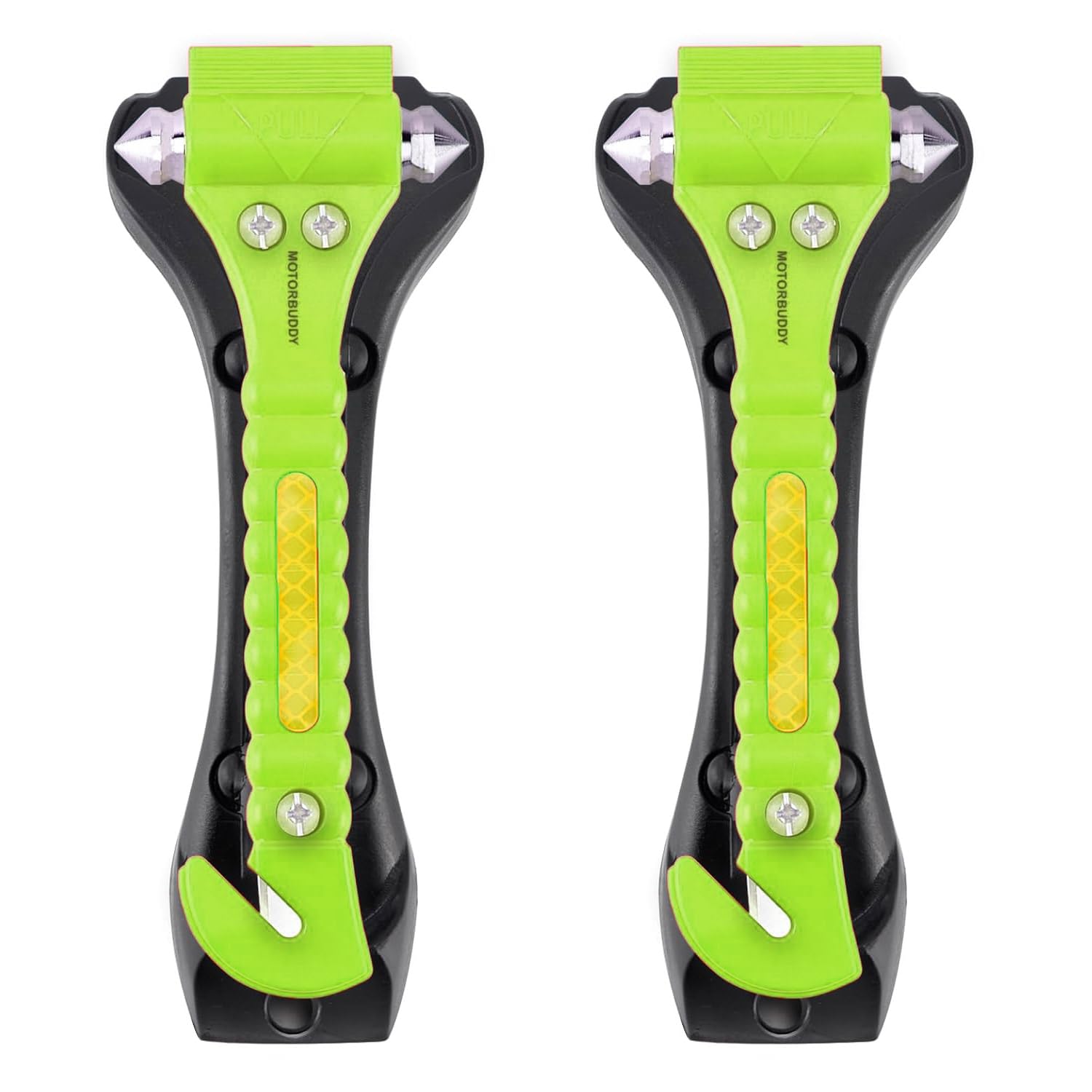 MOTORBUDDY 2-Pack Car Safety Hammer Seatbelt Cutter,Auto Emengency Escape Tool with Windows Glass Breaker, Escape Tool for Car Accidents,Grow in The Dark